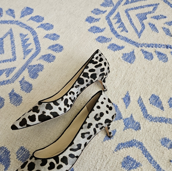 Size 11, Cole Haan leopard, gray, calf fur, kitten heels - Picture 2 of 3